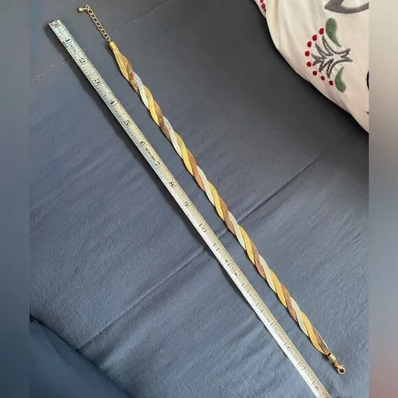 Vintage AVON Three Color Metal Braided Twisted Necklace - Picture 4 of 4